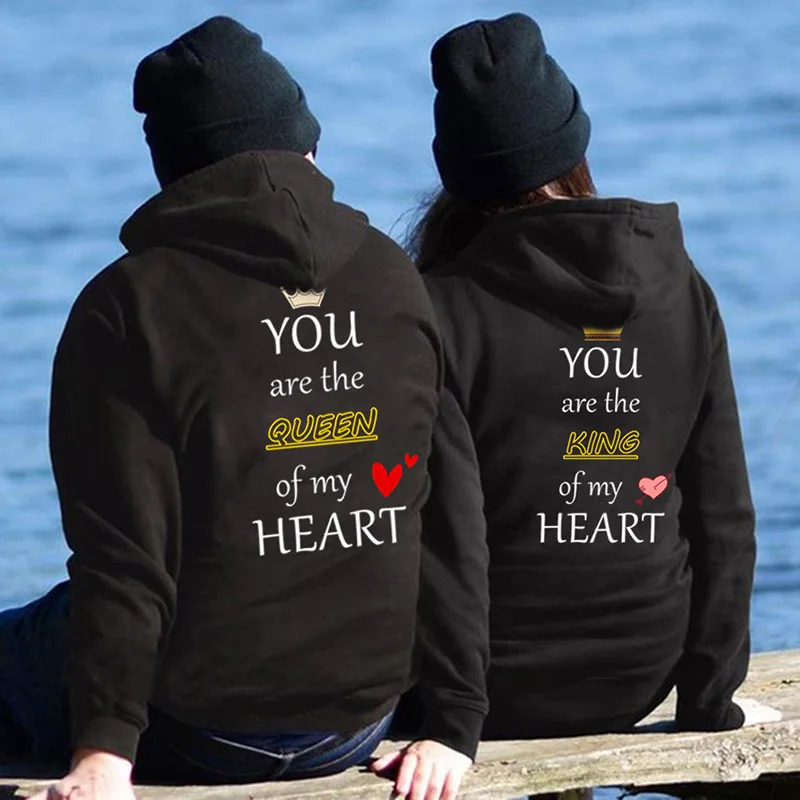 

Funny YOU ARE THE KING OF MY HEART QUEEN Couple Hoodies Women Men Sweatshirt Lovers Harajuku Hooded Sweatshirts