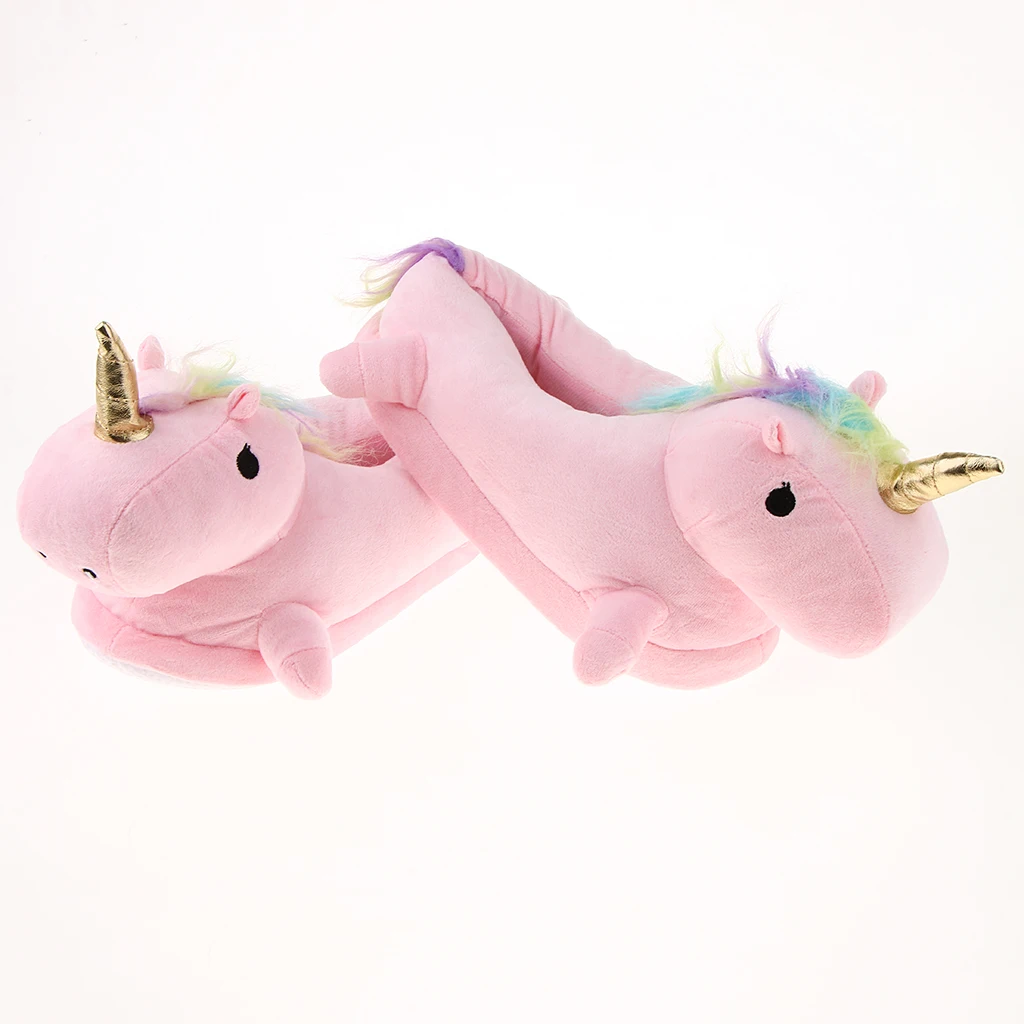 Cozy Plush Unicorn Slippers Funny Animal Home Slipper House Shoes for Women Girls
