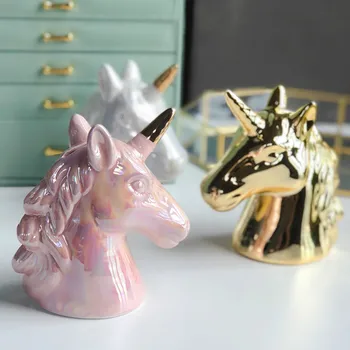 

INS Piggy Tank Unicorn Safe Money Box Coin Bank Ceramic Money Boxes for Children Hucha Infantil Home Decoration Ornaments FP037