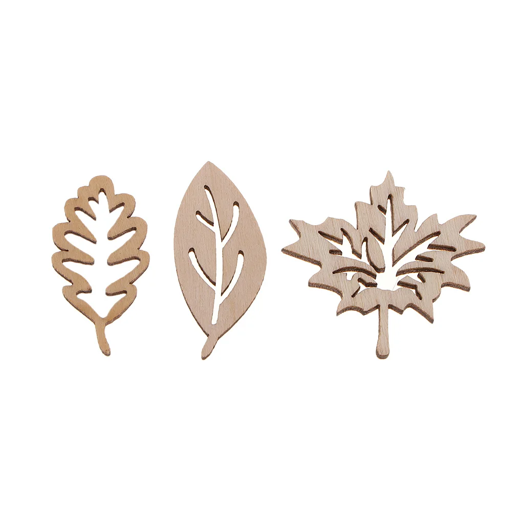 Pack of 50 Wooden Leaves Shapes Crafts Wooden Craft Tag for Decoupage Paints Prints Crafts Techniques