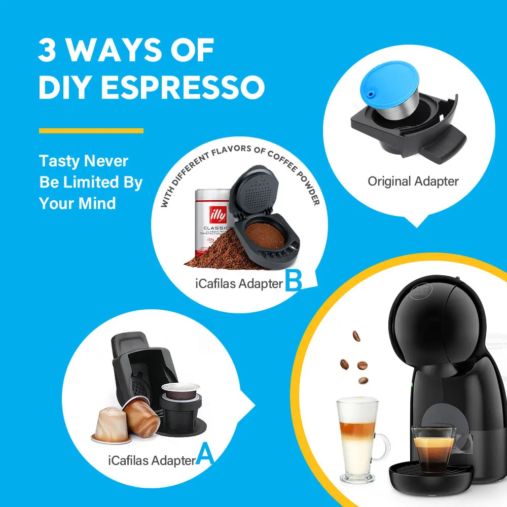 Refillable Coffee Pods & Adapter For Dolce Gusto Crema Maker Reusable