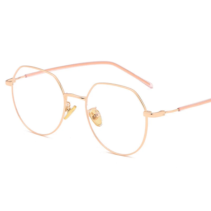 Rose gold Новая плоская Легкая металлическая рама модная рамка для очков мужские и женские очки для близорукости рамка J зеркальная рамка - Цвет оправы: Rose gold