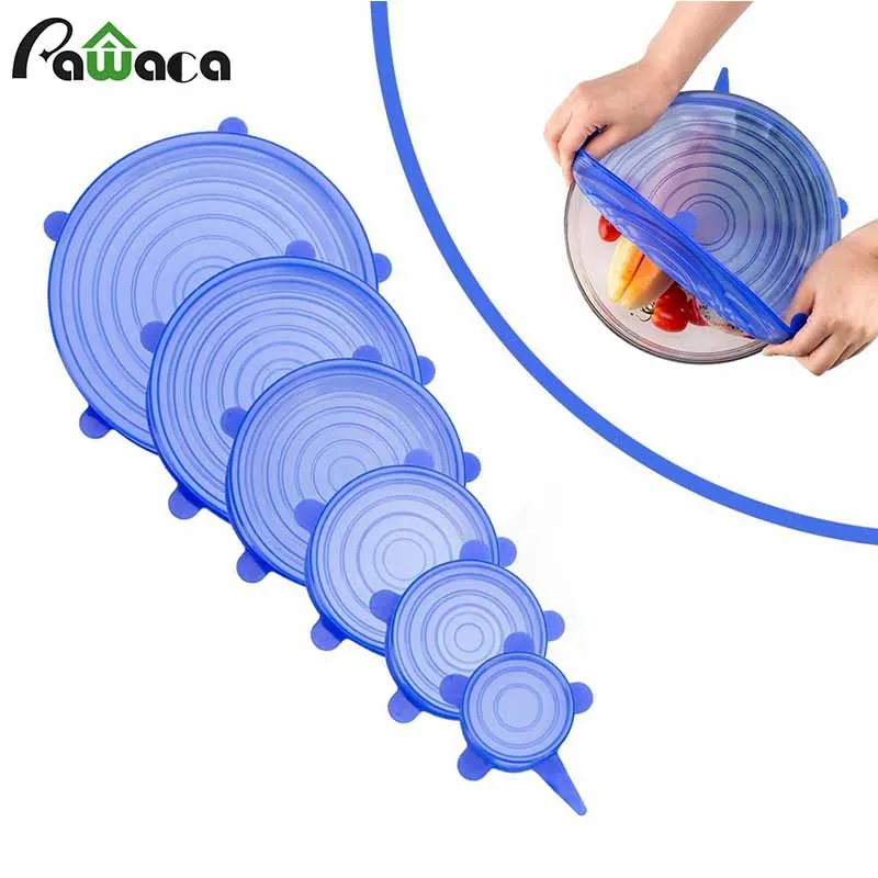 

6pcs Net Snowflake Silicone Stretch Lids Universal Food Wrap Bowl Pot Lid Refrigerator Food Storage Cover Kitchen Accessories