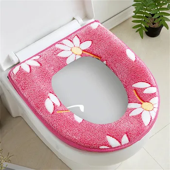 

Toilet Protective Cover Bathroom Closestool Mat Washable Seat Case For Bath Room Flower Pattern Toilet Lid Cover Household Item