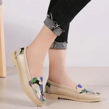 

Women Walking Shoes Printed Ballet Flats Slip On Loafers Lightweight Ladies Driver Boat Shoes