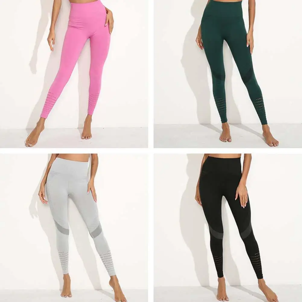 

Woman Seamless Yoga Pants Hollow Mesh Moisture Slim Sport Fitness Leggings Trousers