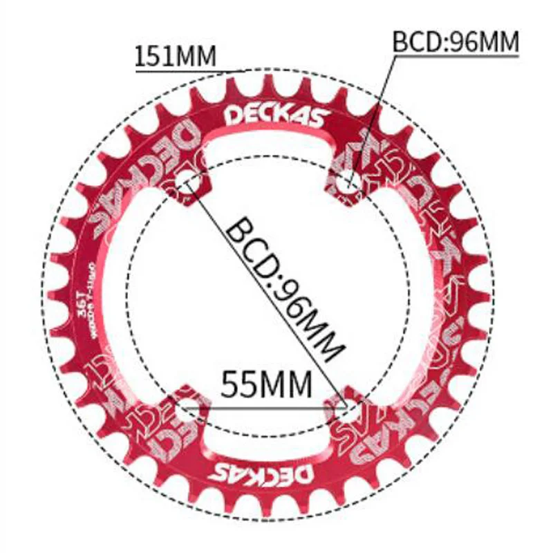 Deckas 96BCD 32/34/36/38T MTB велосипеда передняя Звездочка Круглый/овальный диск звездочка цепной передачи Алюминий - Цвет: Red 36T Round Disc