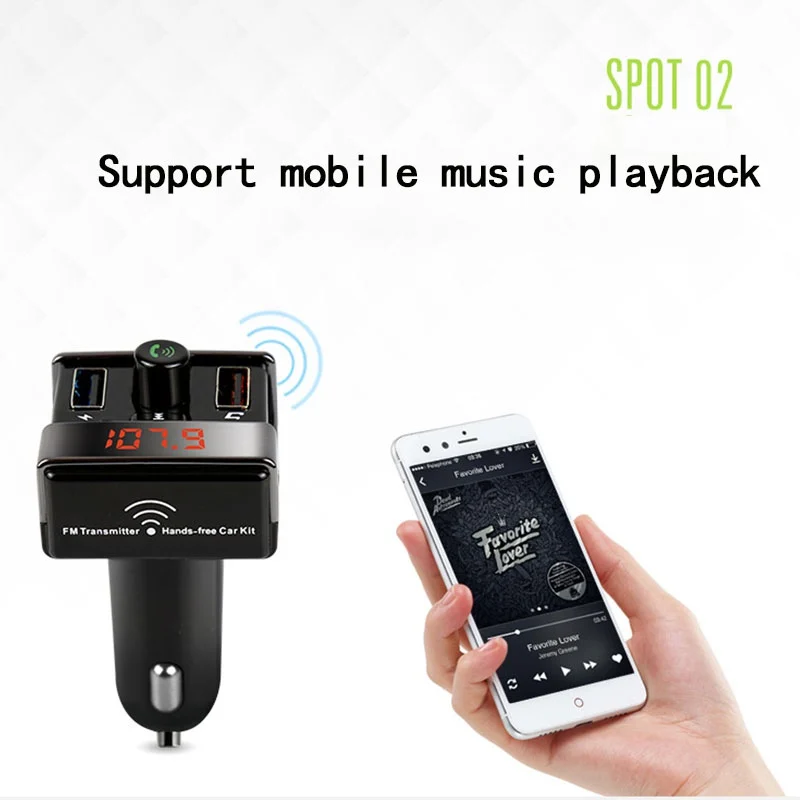 Беспроводной Bluetooth FM передатчик автомобильный комплект двойной USB зарядное устройство Hands Free адаптер вызова