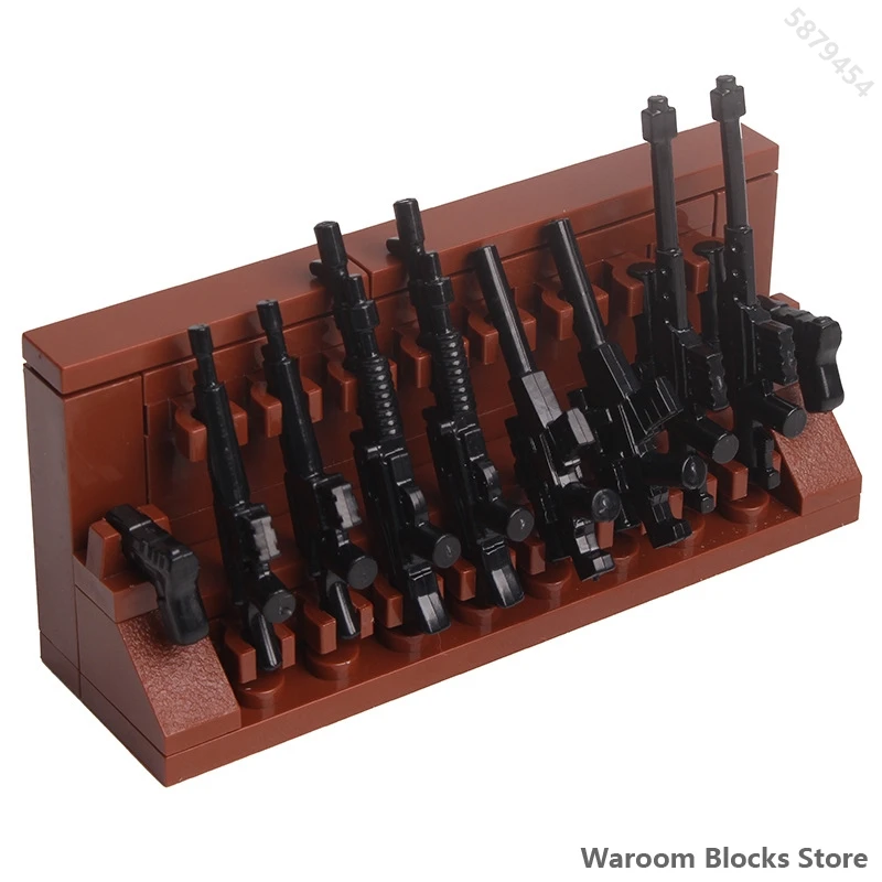 Military MOC Arms Gun Stand Blocks Toys City Bring 10Pcs Guns Set Army Building Blocks Educational Kids Toys For Children Gifts