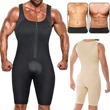 Men's Shapewear Bodysuit Full Body Shaper Compression Slimming Suit Breathable Sheath Waist Trainer Back Support Plus Size Belt