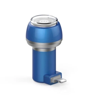 

Portable Electric Razor Mini USB Shaver with Function Waterproof for Moustache Facial Hair Beard(IOS-USB,Blue)