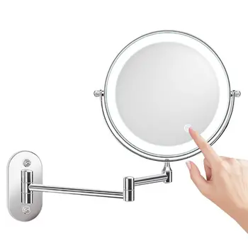 

8" LED Double Sided Swivel Vanity Mirror Wall Mount 3/5/7/10x Magnification Tact Switch Adjustable Light Makeup Mirror