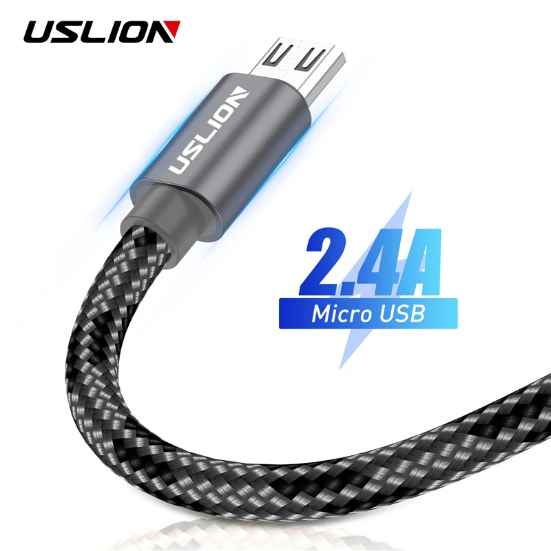

USLION 2.4A Micro USB Cable for Samsung Galaxy S7 2m Micro USB Charger Data Cable For Xiaomi Redmi Note 5 Pro 4 Android Phone