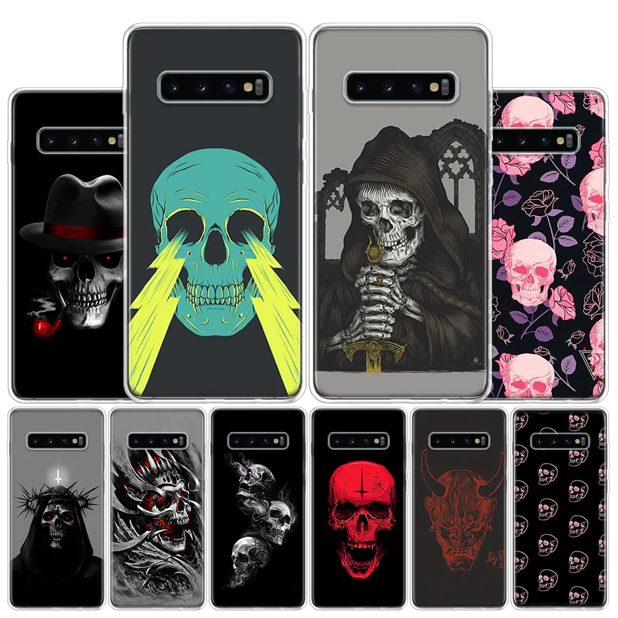 Тёмный телефонный чехол с черепом для Samsung Galaxy S10 Plus S20 FE S21 Ultra S10E S9 S8 S7 Edge J4 J6 + J8 |