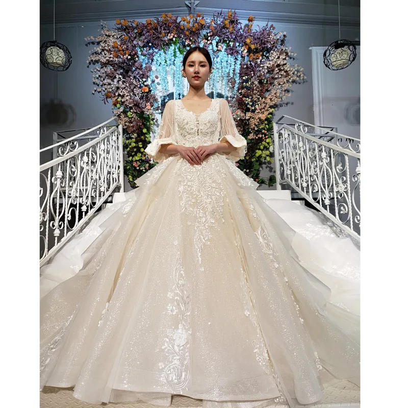 Bgw 2176ht Sparkly Prinses Trouwjurk Kant O-hals Kwastje Half Mouw Luxe Bal Bruidsjurken Nieuwe Mode Robe De Mariee Bgw 2176ht Sparkly Prinses Trouwjurk Kant O-hals Kwastje Half Mouw Luxe Bal Bruidsjurken Nieuwe Mode Robe De Mariee