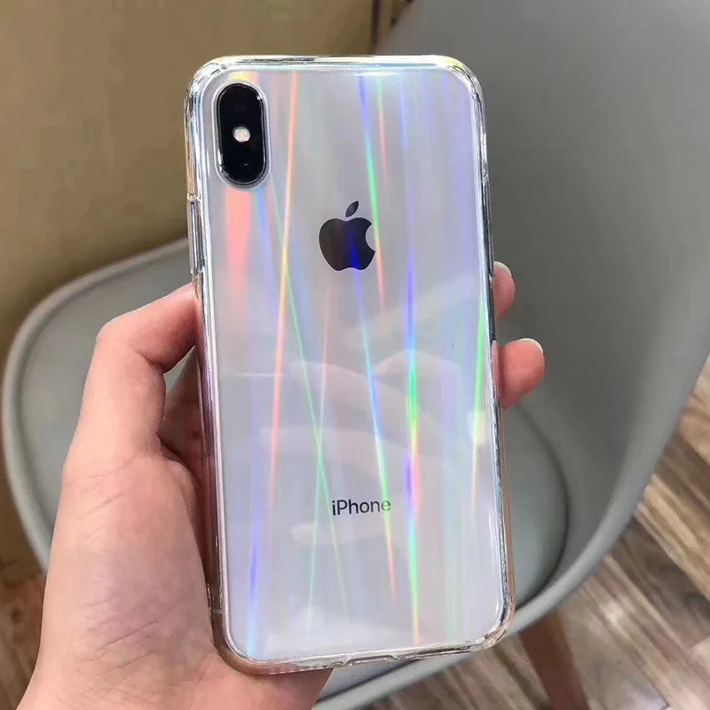 Прозрачный лазерный чехол для телефона iPhone X XS MAX XR iphone 11 Pro max 6 6s 7 8 Plus мягкий