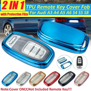 

2 IN 1 TPU Remote Key Cover Fob with Button Film For Audi A1 A3 A4 A5 A6 A7 A8 Q3 Q5 Q7 S3 S4 S5 S6 2009 - 2015