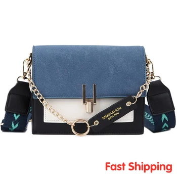 

2020 new mini handbags women fashion ins ultra fire retro wide shoulder strap messenger bag purse simple style Crossbody Bags