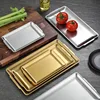 Thick Rectangular Tray Stainless Steel Food Storage Trays Sushi BBQ Flat Bottom Shallow Dishes Fruit Vegetable Plate Baking Pan 5