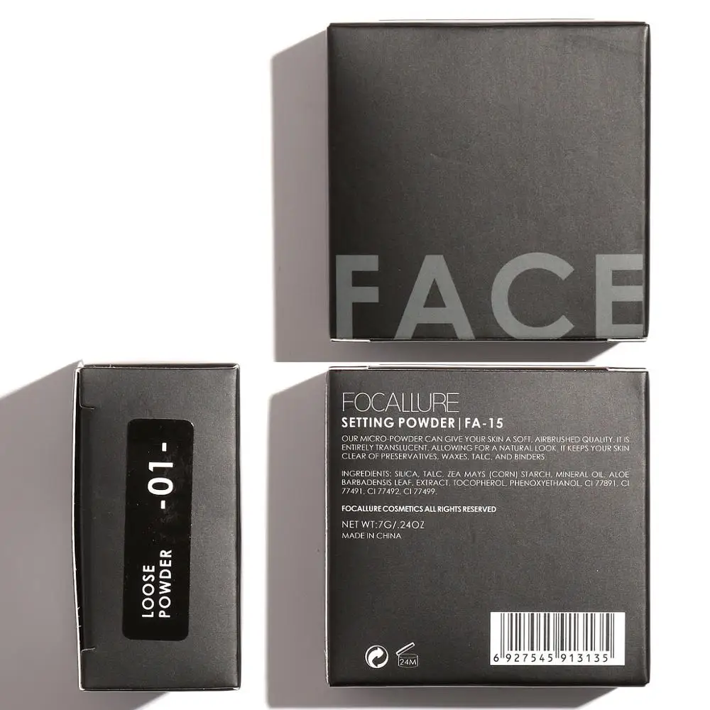 FOCALLURE Makeup Face Powder 3 Colors Waterproof Loose Cover Skin Finish Oil Control