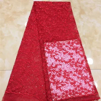 

Purple 2020 red New Designs African Lace Fabric High Quality Lace Material French Embroidered Tulle Lace Fabric With Sequins