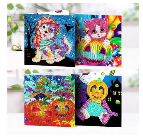 Фиолетовый 5d Diy бриллиантовый рисунок Рождество карты 4 шт. 8 шт. Алмазная мозаика Emboridery бусины Полный пользовательский Новогодний подарок с фигуркой Санты человек - Цвет: Фиолетовый