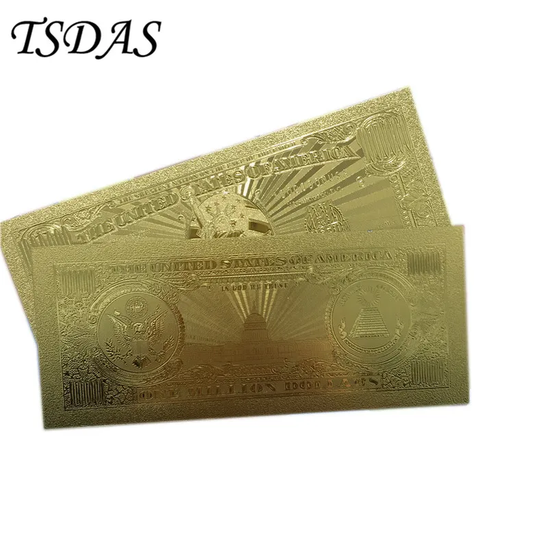 America Souvenir USA 1 Million Dollars Bill 24K Gold Banknote Fake Us Money 99.9% Foil Collection 10pcs/lot | Дом и сад