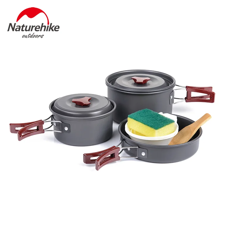 

Naturehike Camping Cooking Set Aluminum Alloy Pot Frying Pan Outdoor Travel Picnic Cookware Pot Set 2-3 Persons