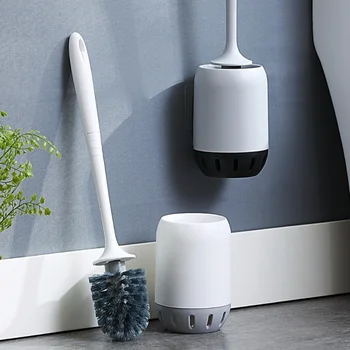 

Silicone Toilet Brush Soft Bristle Wall-mounted Bathroom Toilet Brush Holder Set Clean Tool Durable ThermoPlastic Rubber