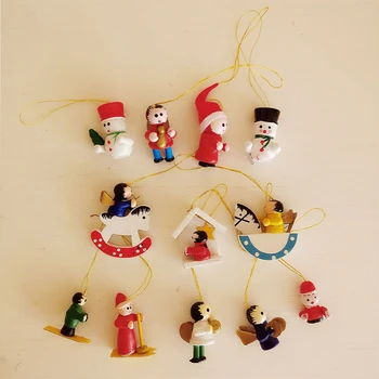 

12pcs Xmas Tree Embellishment Drop Ornaments Cartoon Angel Christmas Decor Painted Santa Claus Hanging Pendants Festival Supply