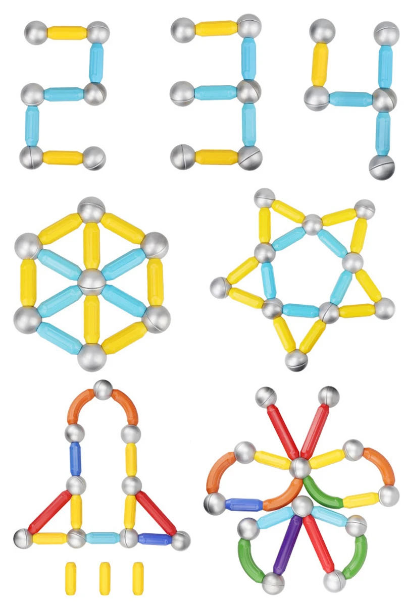 Большие размеры магнитные блоки магнитные палочки и металлические шарики Магнитный дизайнерский набор строительный конструктор игрушки для детей Подарки