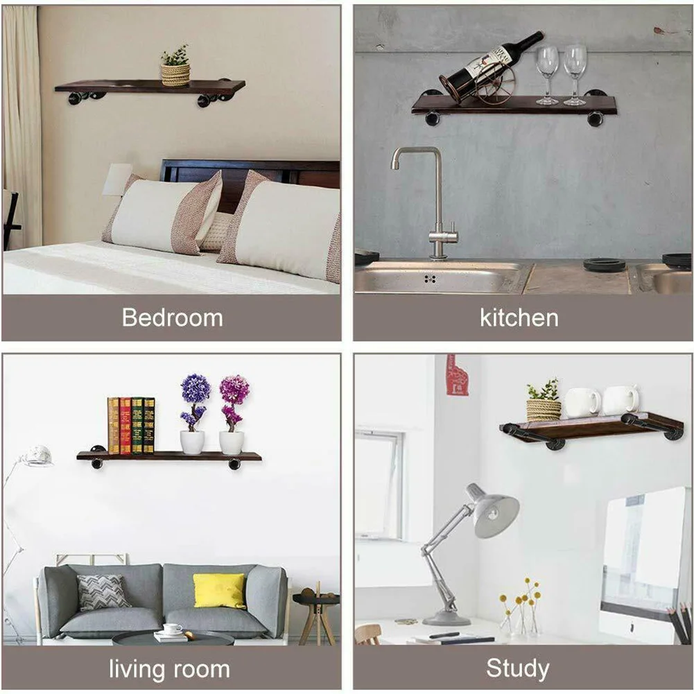 4Pcs Industrial Iron Pipe Shelf Bracket Wall Mounted Support Hanger For Bedroom Kitchen Living Room | Инструменты
