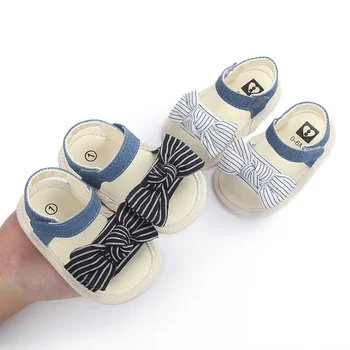 

Summer Striped Bow Princess Shoes Baby Girl Anti-slip Sandals Infant Toddler Shoes Newborn Beach Shoes
