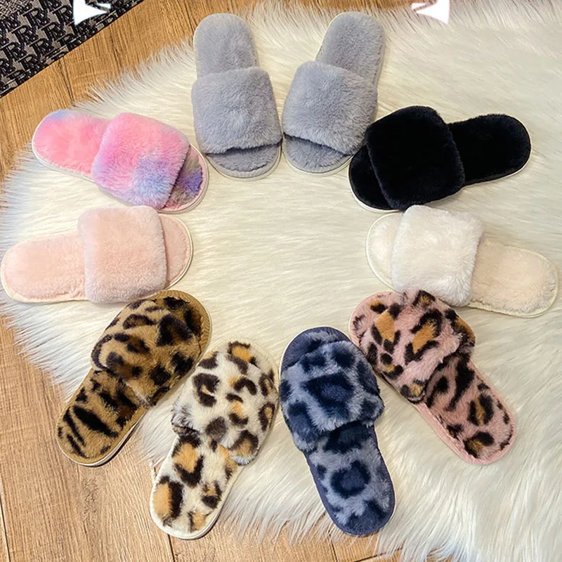 Kids Slippers Faux Fur Child girls plush slippers Home Indoor children Shoes Flat cute kid Baby Shoes for Girls Boys