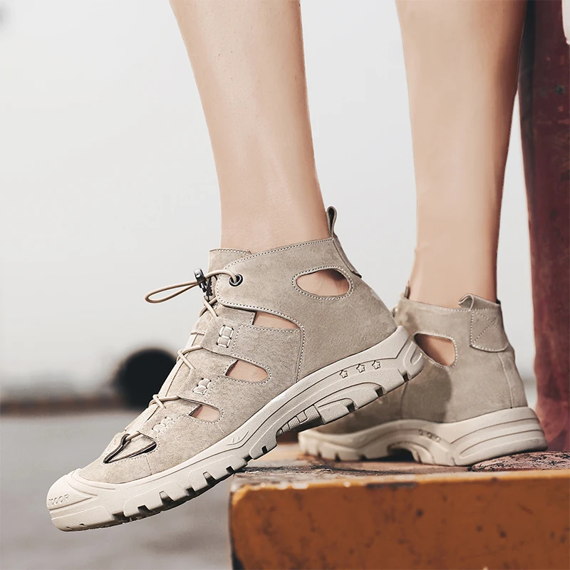 Big Size 3850 Genuine Leather Cowhide Mens Sandals Summer Quality Beach Slippers Casual Footwear Outdoor Beach Shoes 2021 New