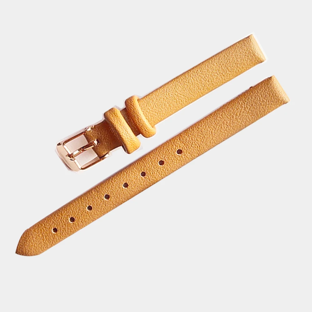 Ремешок для часов для женщин, кожаный ремешок ручной работы с пряжкой из розового золота, браслет, Аксессуары для часов 10 мм