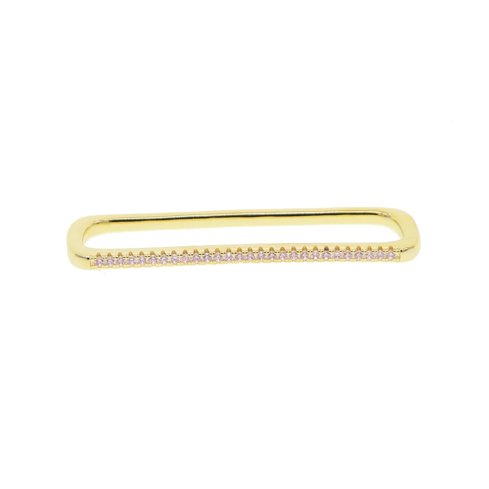 fashion women jewelry 1 piece ear cuff no piercing ear clip white rainbow cz rectangle cuff earring - Окраска металла: gold pink