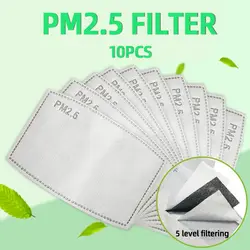 10Pcs/Lot PM2.5 Anti Haze Mouth Mask Replaceable Filter-slice 5 Layers Non-woven Activated Carbon Filter Adult Dust Cotton Mask