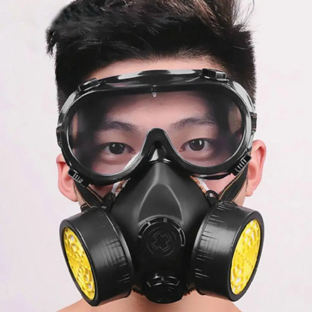 

Gas Mask Chemical Gas Anti Dust Paint Industrial Respirator with Protection Safety Workplace Dual Filter Face Goggles Safe P4O4