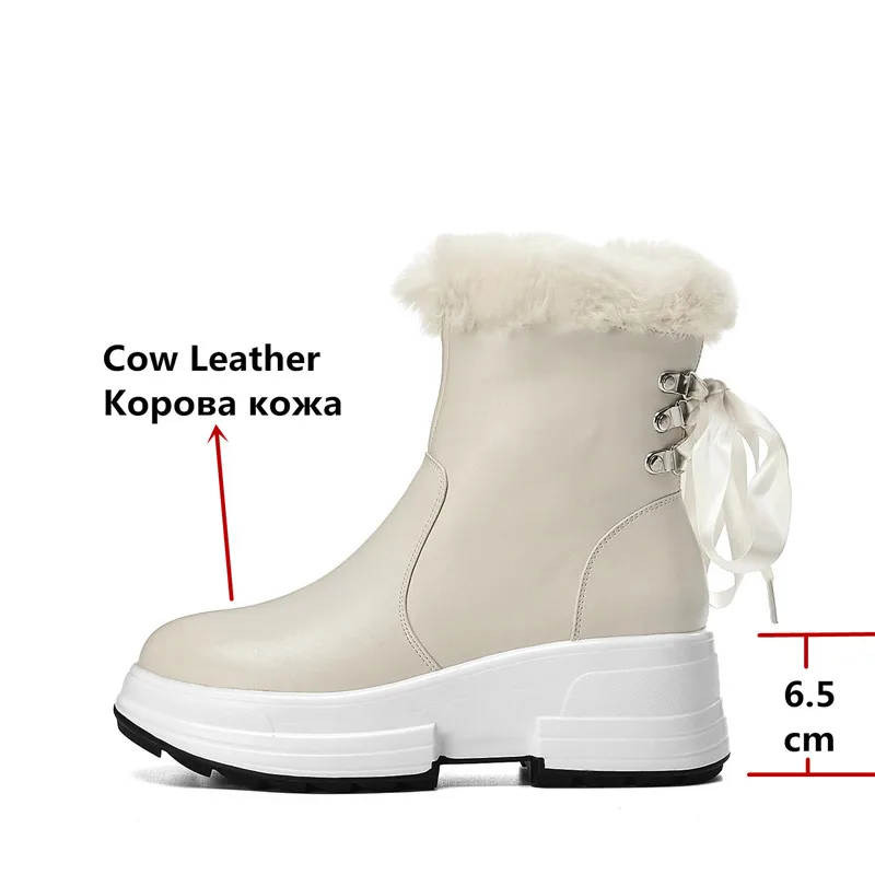 FEDONAS/женские ботильоны из натуральной кожи на шнуровке; ботинки на плоской платформе и не сужающемся книзу массивном каблуке; теплые ботинки с кроличьим мехом; повседневная женская обувь