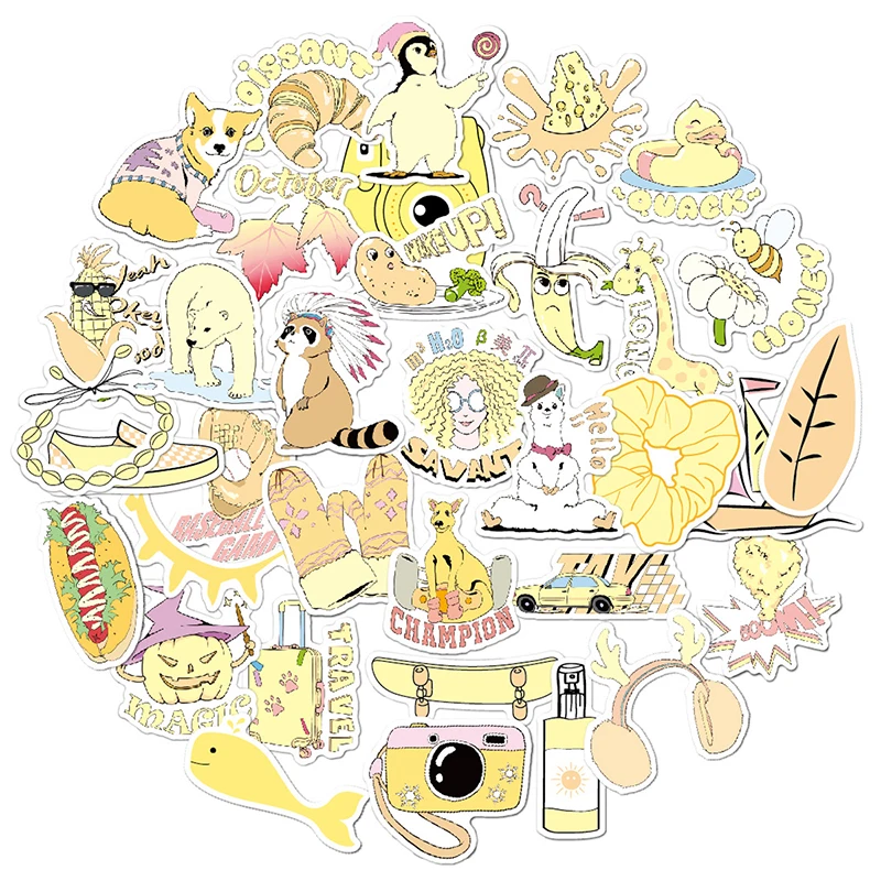 35 шт. мультяшная простая желтая VSCO для девочек Kawaii наклейка s для детской игрушки Водонепроницаемая наклейка для DIY ноутбука велосипедный шлем наклейки F4