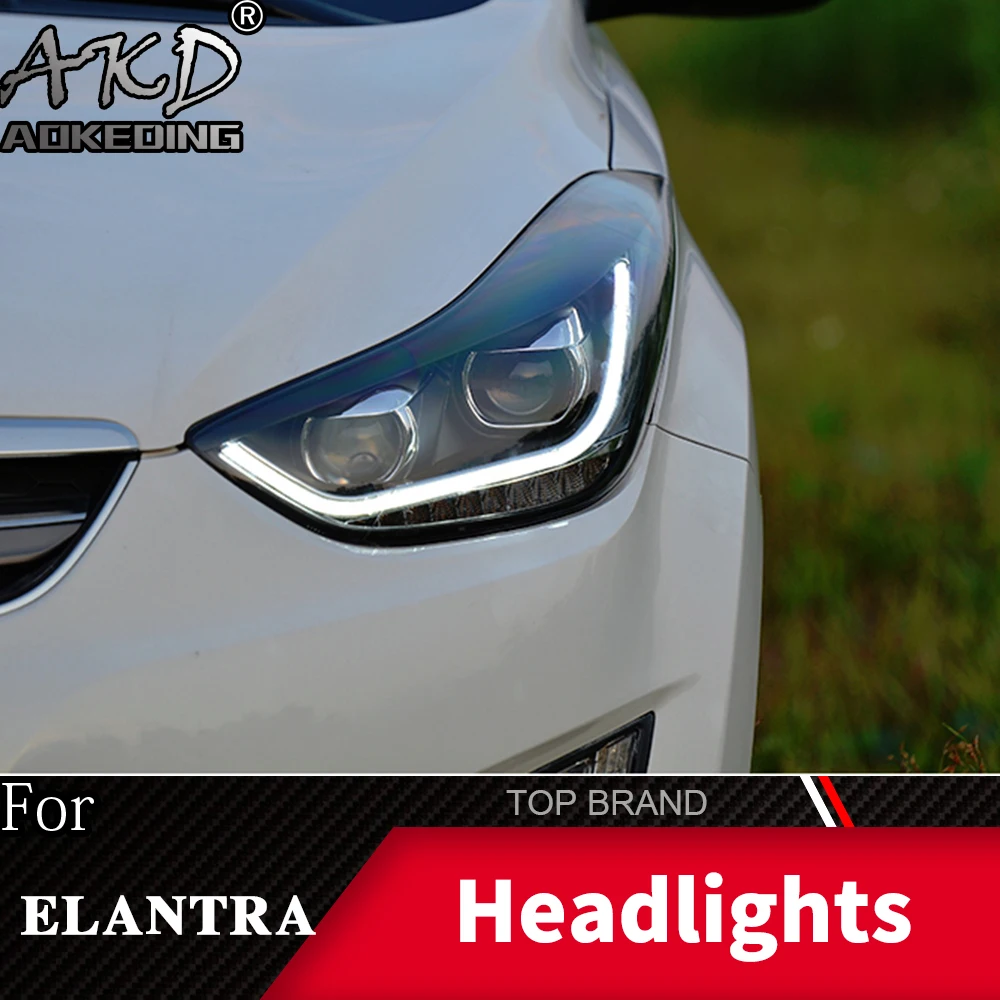 Фара для автомобиля hyundai Elantra 2012- фары Противотуманные фары Дневные ходовые огни DRL H7 светодиодный Биксеноновая лампа автомобильные аксессуары