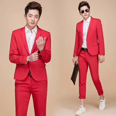 Business Men Formal Multicolor Wedding Suit Blazer Set 2 Pieces Khaki Pink Groom Host Chorus Group Outfit Solid Color Slim Coat Business Men Formal Multicolor Wedding Suit Blazer Set 2 Pieces Khaki Pink Groom Host Chorus Group Outfit Solid Color Slim Coat