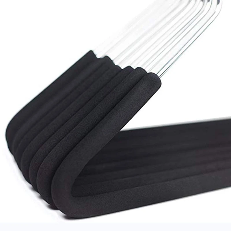 Promotion! Open End Trouser Hangers Slack Pant Hanger with Non-Slip Foam Coated Black 5-Pack 4