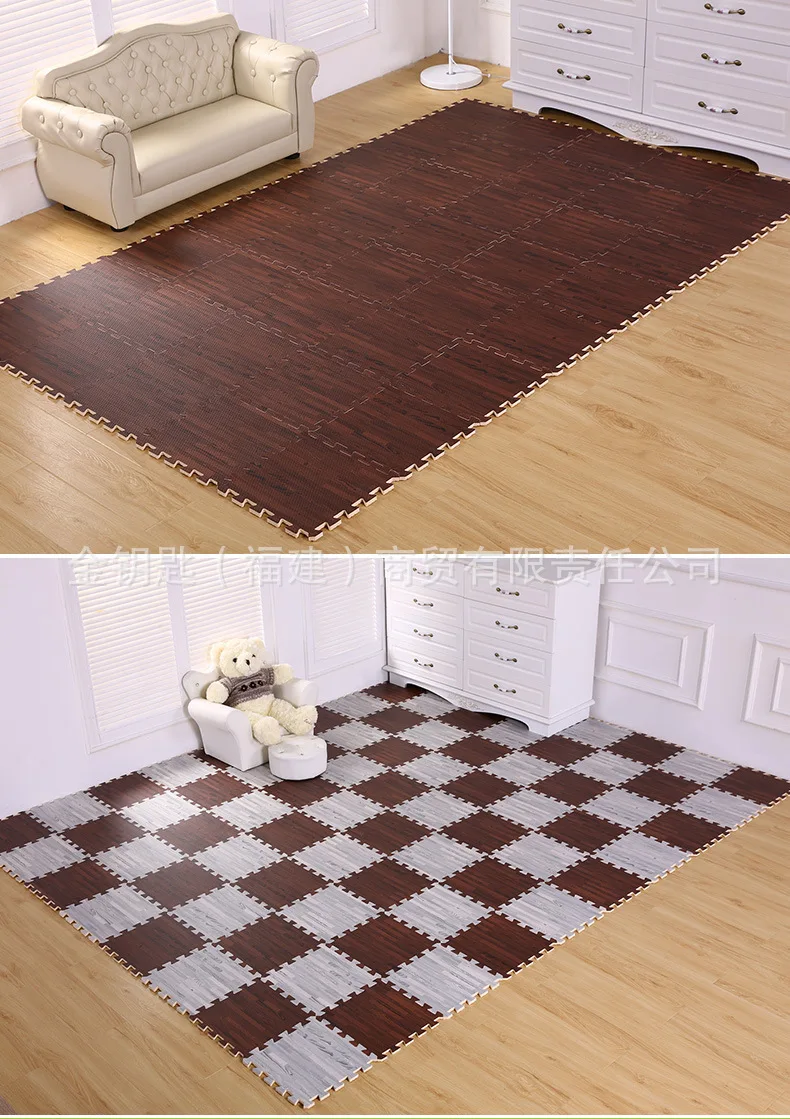 Week Eight Imitation Wood-grain Environmentally Friendly Waterproof Mat Joint Large Size Bedroom Floor Coaster Living Room Crawl