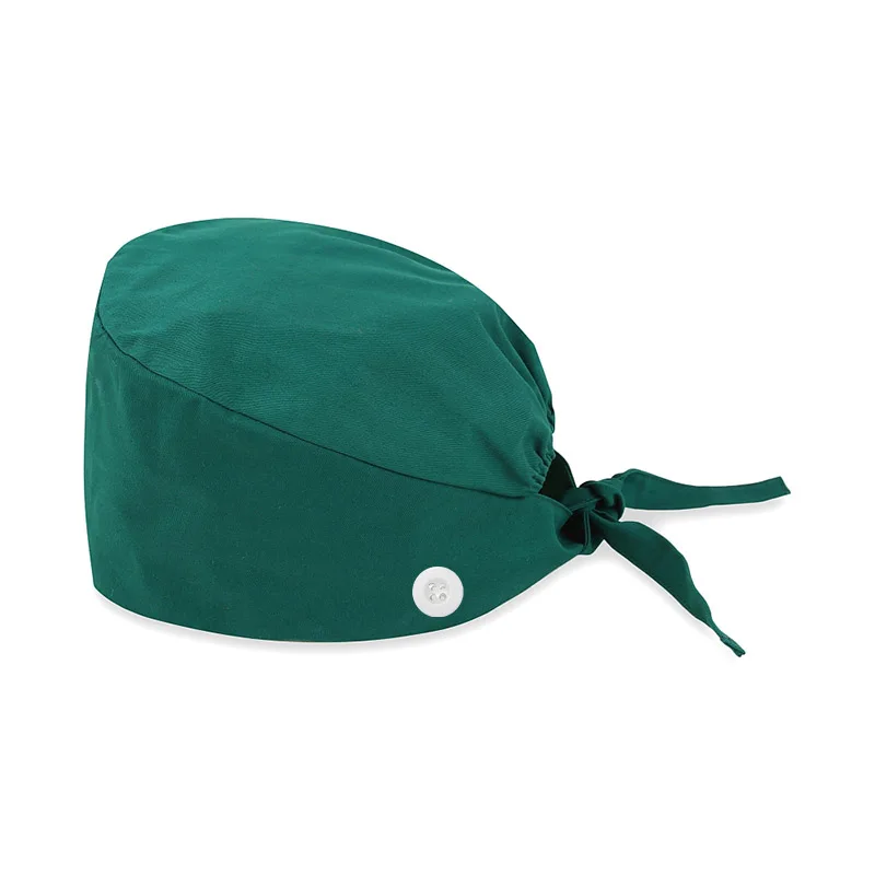 Unisex Solide Color Hat Button Adjustable Beauty Salon Care Cap Laboratory Pet Shop Nurse Doctor Working Caps