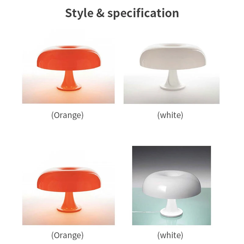 Lampe de Table Champignon Orange, Lampe Champignon LED, Lampe de