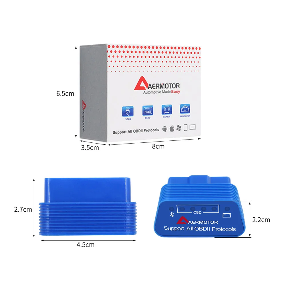 Автомобильный диагностический сканер AERMOTOR Bluetooth 4 0 ELM327 1 5 ELM 327 OBDII V1.5 Интерфейс IOS