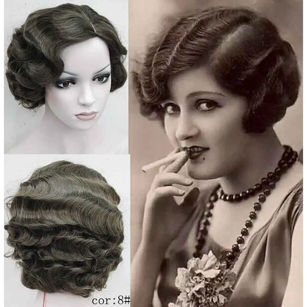 Женский парик 1920s в винтажном стиле, короткий кудрявый парик, головной убор Мэрилин Монро, парик для женщин, нарядное платье, аксессуары для костюма