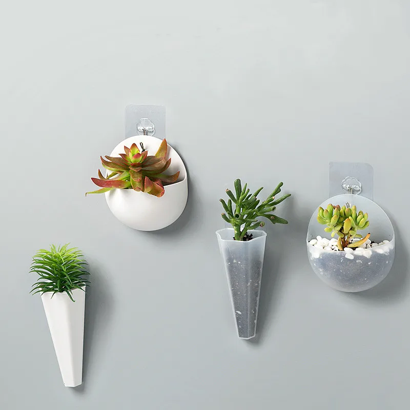 

Hydroponic Wall Hanging Flower Pot Plastic Lazy Floret Bottle Plant Vase Container Glass Wall Flower Pots for Home Office Decor